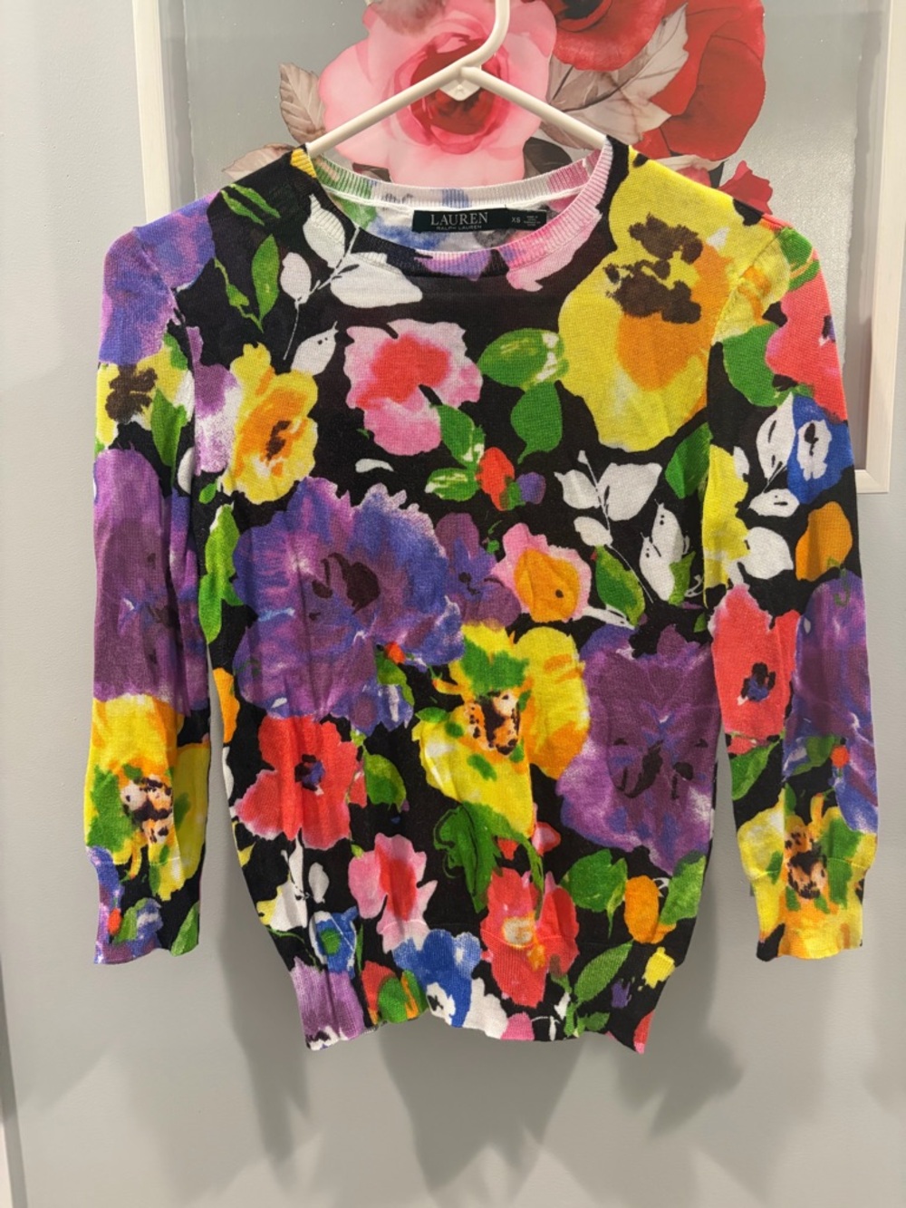 Ralph Lauren Floral Crewneck Lightweight Sweater XS